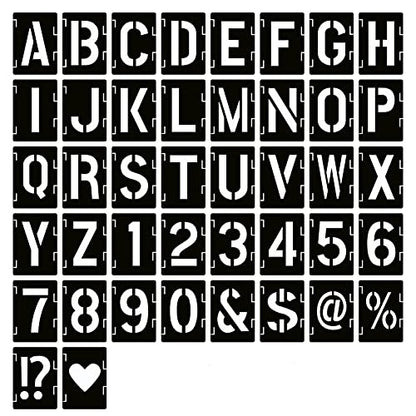 YEAJON 15 Inch Letter Stencils Symbol Numbers Craft Stencils, 42 Pcs Reusable Alphabet Templates Interlocking Stencil Kit for Painting on Wood, Wall, Rock, Sign, DIY Art Projects (15 inch) - size: 15 inch
