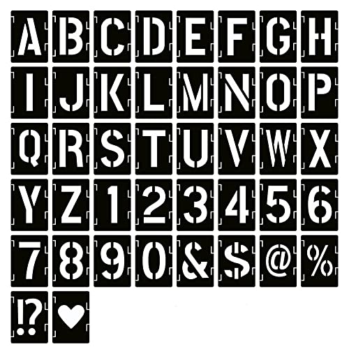 12 Inch Letter Stencils Symbol Numbers Craft Stencils, 42 Pcs Reusable Alphabet Templates Interlocking Stencil Kit for Painting on Wood, Wall, Fabric, Rock, Sign (Font Height is 12 Inch) - size: 12 inch