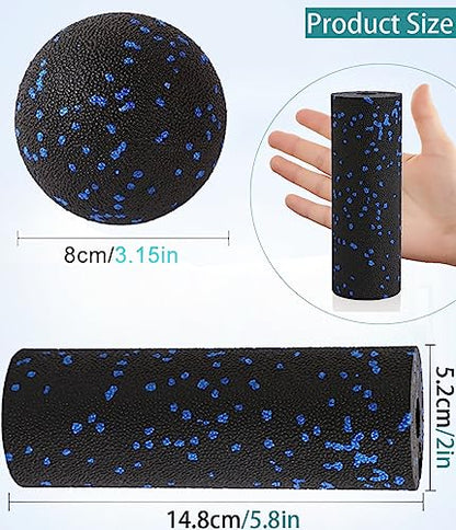 Mini Foam Roller, Muscle Massage Rollers for Trigger Point Therapy | High Density Tool, Small Size 6"L x 2" Round, 3.2-Inch Ball, Deep Tissue Muscle Recovery, Exercise Workout Stretching
