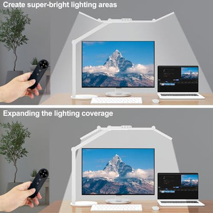 Architect Desk Lamp for Home Office, 24W Adjustable Led Desk Light with Remote, 1500LM Bright Dimmable Computer Table Light Rotatable Office Lamp with Base for Cafting Monitor - color: Light White