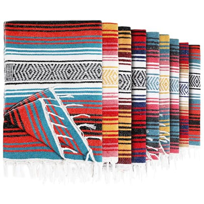 Peryiter 9 Pcs Mexican Yoga Blanket Striped Falsa, 45x70,Light Colors - color: Light Colors