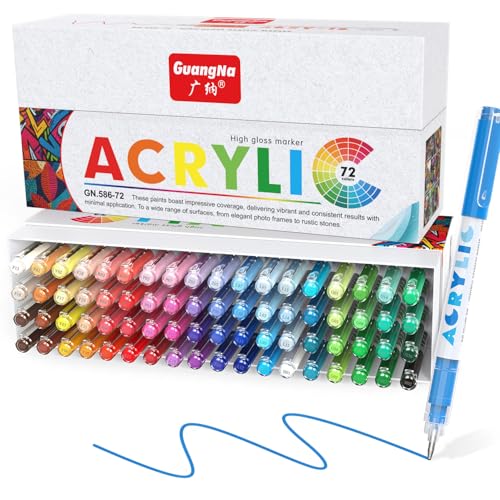 Guangna Acrylic Gel Pens 72 Colors, Colored Pens for Journaling, Coloring Books, Calligraphy, Note Taking & DIY Crafts, RollerBall Pen Tip (72Color) - color: 72Color