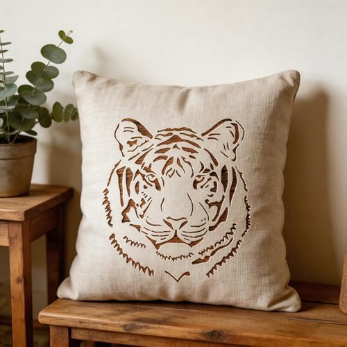 TIAMECH A4 Reusable Tiger Head Stencil for Painting | Wild Animal Tiger Face Layering Template, DIY Wall Art, Wood Furniture, Scrapbook & Crafts (8.3x11.7inch) - style: Tiger Head