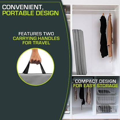 ProsourceFit Tri-Fold Folding Thick Exercise Mat 6’x4’ with Carrying Handles for Tumbling, Martial Arts, Gymnastics, Stretching, Core Workouts
