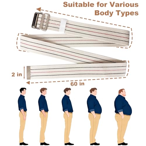 Gait Belt for Seniors 60inch - Walking Transfer Belts Gate Belts Medical for Elderly, Physical Therapy Strap Caregiver Supplies for Caregiver, Nurse, Therapist with Metal Buckle