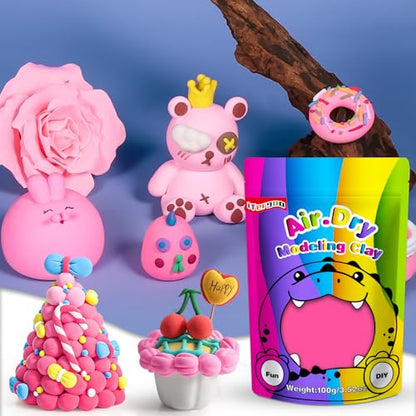 ifergoo 100g Pink Air Dry Clay, 3.5oz DIY Creative Modeling Clay for Kids | Refill Foam Magic Clay for School Art & Craft Project, Slime Supplies, Ultra-light & Soft, Gift for Age 3-12 Boys & Girls - color: Pink/100g