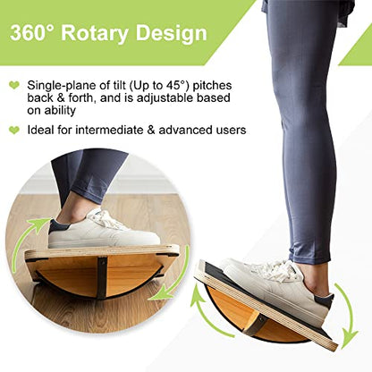 StrongTek Professional Wooden Balance and Adjustable Slant Board Set – Ideal for Core Strength, Stability, and Flexibility Training