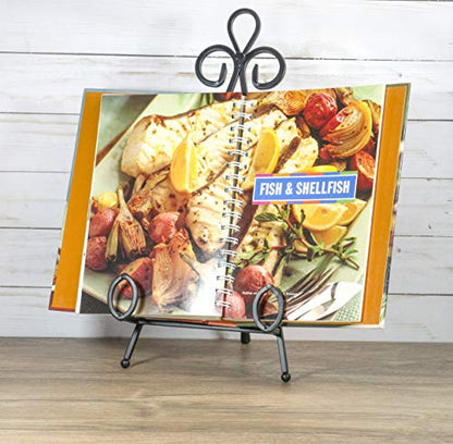 Red Co. Leaf Metal Easel, Decorative Plate Holder, Book Display Stand, Black, Large, 14-inch