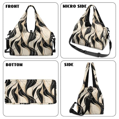 Yoga Gym Bag with Removable Adjustable Shoulder Strap, Shoe Compartment & Top Yoga Mat Holder 17.72x8.66x9.84in - color: Abstract Stripe Line Print