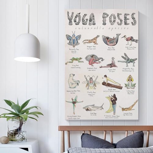 Yoga Poses Poster Teaching Poster for Girlsstyle 12x18inch(30x45cm) - size: 12x18inch(30x45cm)