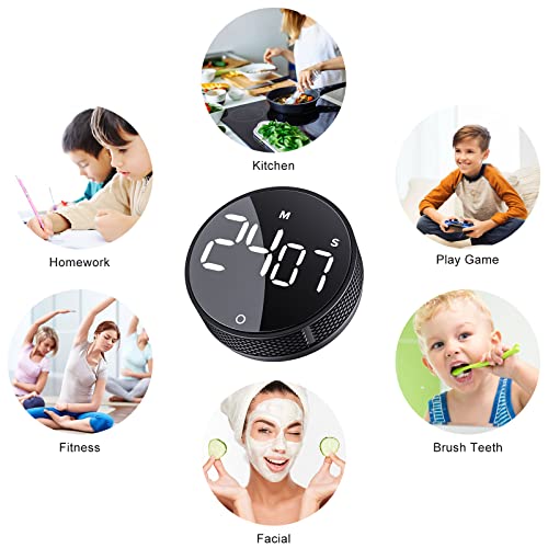 AVINIA Digital Kitchen Timers, Visual timers Large LED Display Magnetic Countdown Countup Timer for Classroom Cooking Fitness Baking Studying Teaching, Easy for Kids and Seniors Black - color: Black