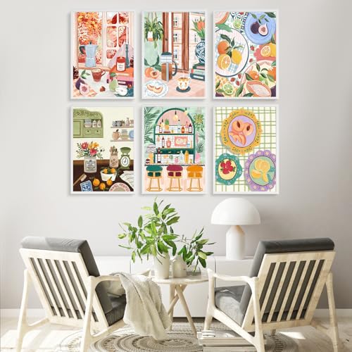 Fountor 6 Pack Paint by Numbers Kit for Adults Beginner Coffee, 10x14 Inch | Without Frame Canvas, DIY Acrylic Adult Paint by Number Kits Fruit, Stress Relief Craft Kits, For Home Wall Decor Gift - color: LKOP6P-8