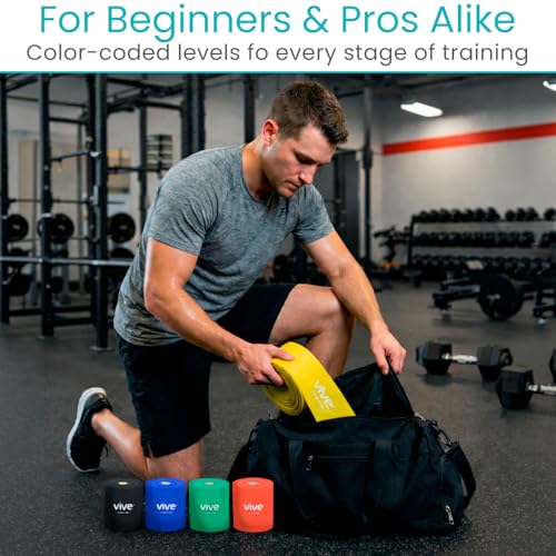 Vive Professional Resistance Bands - 25 Yard Non-Latex Roll for Physical Therapy, Lower and Upper Body Exercise Workout - Straight Elastic for Strength Training, Rehabilitation, Women, Men - color: Black