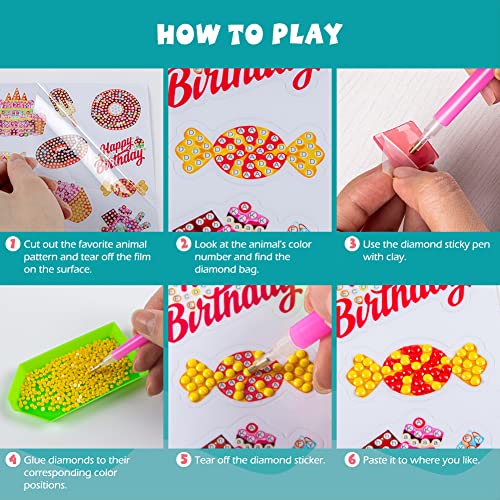 Labeol Diamond Art Kits for Kids Boys and Girls Ages 6-8-10-12 Easy to DIY Creative Diamond Art Sticker Craft by Numbers Kits for Kids and Adult Beginners (Sweet) - style: Sweet