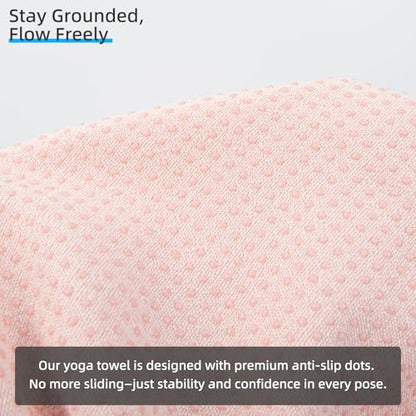 YESLIFE 2-Pack Non-Slip Extra Thick Hot Yoga Towel with Sweat Towel, Microfiber Sweat Absorbent Yoga Mat Towel with Grip Dot, Pilates Mat, 72" x 24", Pink - color: 2 Pink