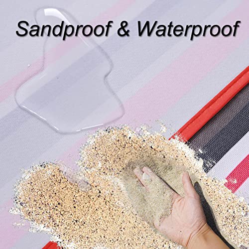 Beach Blanket Picnic Mat Sandproof Waterproof Extra Large Outdoor Camping Blanket Foldable Portable Picnic Mat for Travel Hiking Music Festival Park Lawn Grass Red Lines - color: Red Lines