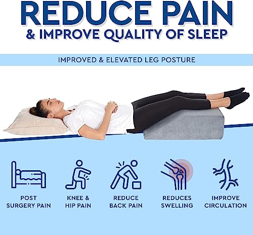 Leg Elevation Pillow - Memory Foam Leg Elevating Pillow | Leg Rest Wedge - Leg Pillow Elevation Blood Circulation | Relieves and Recovers Foot & Ankle Injuries | Foot Elevation Pillows for Swelling - style: Leg Elevation