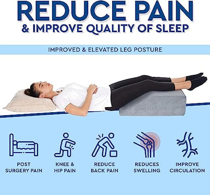 Leg Elevation Pillow - Memory Foam Leg Elevating Pillow | Leg Rest Wedge - Leg Pillow Elevation Blood Circulation | Relieves and Recovers Foot & Ankle Injuries | Foot Elevation Pillows for Swelling - style: Leg Elevation