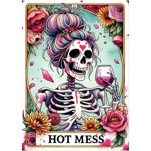 ckdiluy 5D Diamond Art Painting Kit, Hot Mess Floral Skull Design, Full Drill Round Crystal Paint with Accessories, DIY Wall Home Decor, Adult Crafts Gift 12x16 Inch - color: FC002