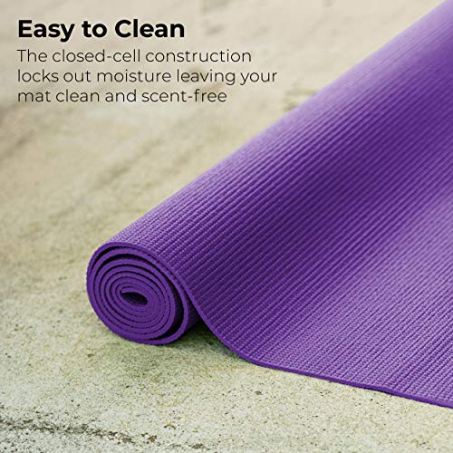 Bulk Yoga Mats, 10 Pack, 4mm Thick, 68x24in | Bulk Non Slip Exercise Mats for Workout, Stretching, Fitness - Wholesale Non Toxic Gym Mats for Home, Schools and Studios - color: Purple