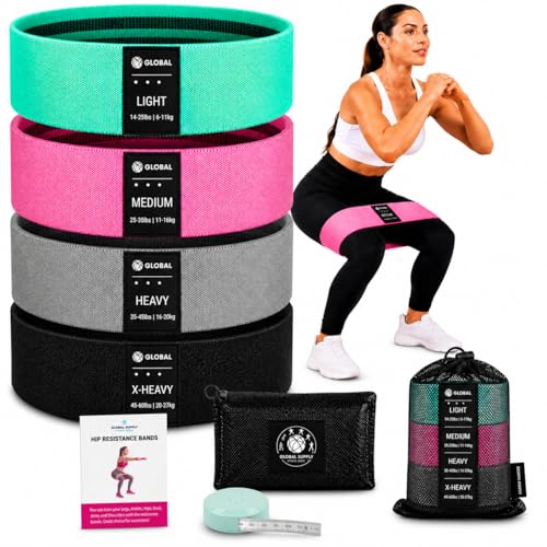 8 PCS Resistance Bands Set for Working Out – Fabric Booty Bands for Women & Men, Non-Slip Exercise Bands with Carry Bag, Measuring Tape & Workout Guide