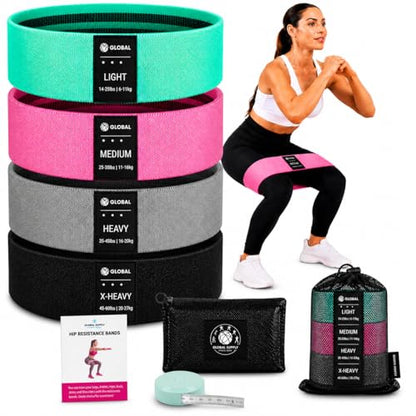8 PCS Resistance Bands Set for Working Out – Fabric Booty Bands for Women & Men, Non-Slip Exercise Bands with Carry Bag, Measuring Tape & Workout Guide