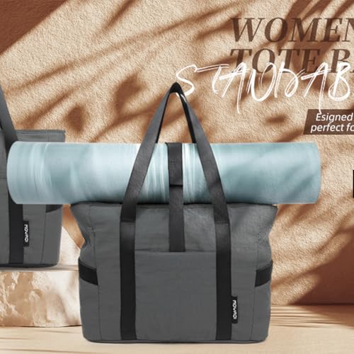 MOYAQI Gym Bag for Women with Zipper, Nurse Work Tote with Compartments, Womens Beach Yoga Bag for Sport, Travel (Gray)