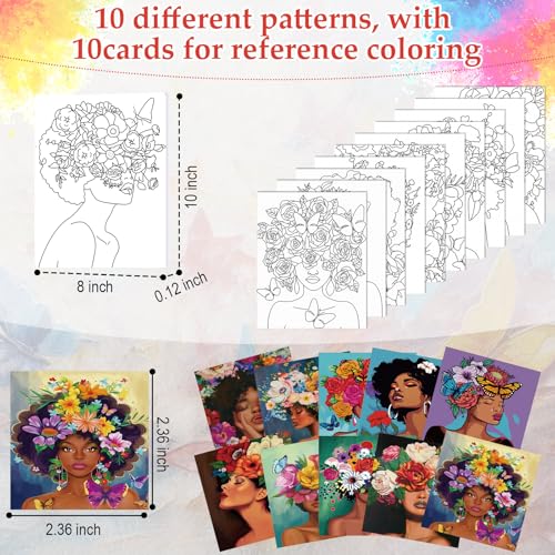 Ctosree 72 Pcs Flower Lady Paint and Sip Kit for Adults 8'' x 10'' Pre Drawn Canvas for Painting DIY Pre Printed Canvas for Party Favor Acrylic Painting Kit Wood Easel Brushes Date Night Bulk - style: Flower Lady