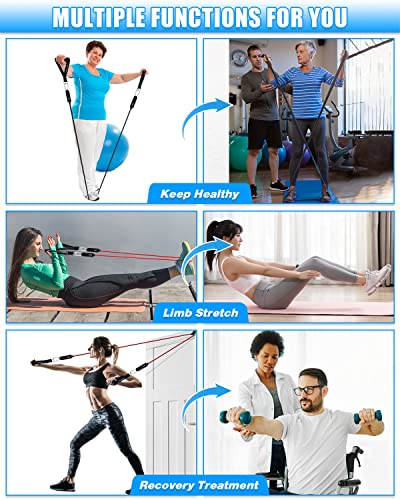 Brebebe Door Anchor Strap for Resistance Bands Exercises, Multi Point Anchor Gym Attachment for Home Fitness, Portable Door Band Resistance Workout Equipment, Easy to Install, Punch-Free, Nail-Free - style: Bands+Handles (20+30 LBS)