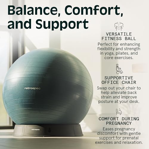 Retrospec Luna Exercise Ball with Pump - Anti-Burst Fitness Equipment for Yoga, Core Training & Stability - Home Gym Swiss Ball for Office & Pregnancy - color: Rose, size: 65cm