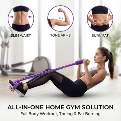Pedal Resistance Band with Handle, 6-Tube Foot Pedal & Ankle Puller Exercise Band for Full Body Workout, Multifunction Home Gym Equipment for Arms, Legs, Abdomen, Waist Training
