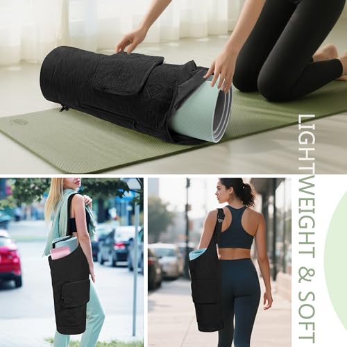 Smasrob Yoga Mat Bag, Yoga Mat Carrier Fits Most Mats (Bag Only), Black