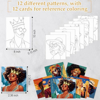Cholemy 36 Pcs Paint and Sip Kit Gift for Adults 8''x10'',Black Women | Pre Drawn Canvas, Painting DIY Afro Acrylic Painting Kit, Wood Easel Brushes, Date Night Bulk, Summer Halloween Party - style: Black Women