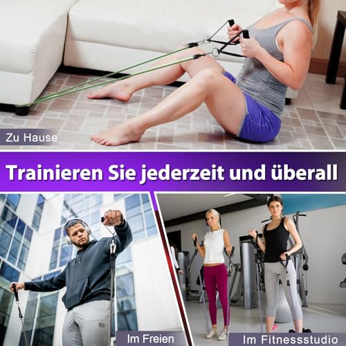 WHATAFIT Resistance Bands with Handles, 5-Level Exercise Bands for Workout - color: Purple Grey