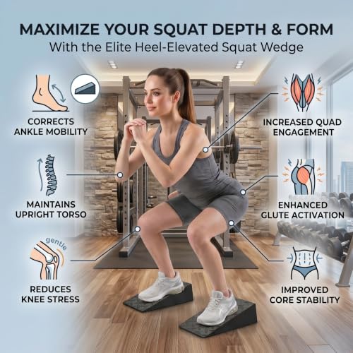 2 Pack Squat Wedge Block Set for Squats, Heel Elevated Squat Wedge for Improved Depth & Mobility, Non-Slip Workout Wedges for Weightlifting, Calf Stretching, Ankle Mobility & Home Gym Training