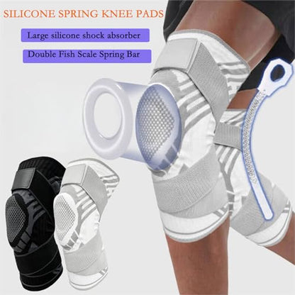 Knee joint bracket, Breathable Elastic Compression Knee Pad with Bilateral Spring-Supported Patella Gel Pads. High durability and performance suitable for jiu-jitsu, Muay Thai, wrestling, volleyball, running, cycling. Unisex (Black, X-Large) - color: Blac