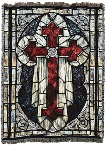 Pure Country Weavers Red Cross Blanket - Religious Gift Tapestry Throw Woven from Cotton - Made in The USA (72x54) - color: Red Cross, size: 72x54