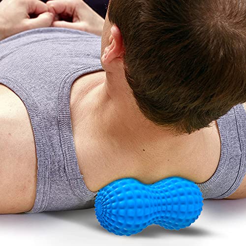SELEWARE Peanut Massage Ball, Double Lacrosse Roller for Muscle Relief - color: Blue