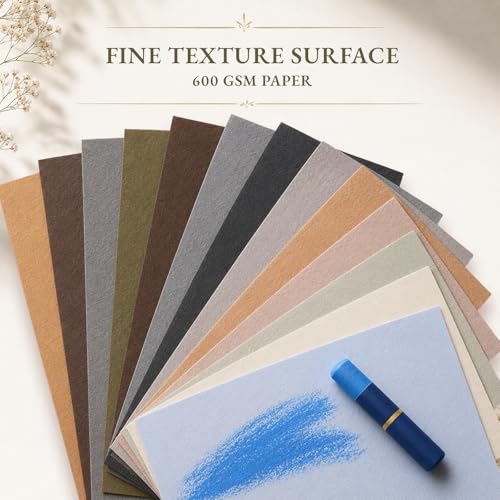 Somime 5x7 Sanded Pastel Paper Pad, 600gsm 12 Sheets of 12 Mixed Colors | Heavyweight Artist Drawing Paper Pad for Pencils and Soft Oil Charcoal Pastels - size: 5x7 12 sheets