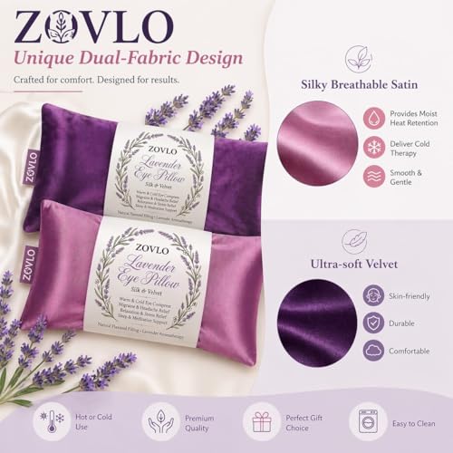 Lavender Eye Pillow for Relaxation, Yoga, Sleeping, Weighted Eye Mask Heated for Headache, Sinus, Dry Eye Relief, Moist Heat Eyes Compress, Meditation Accessories with Aromatherapy, Pack of 6