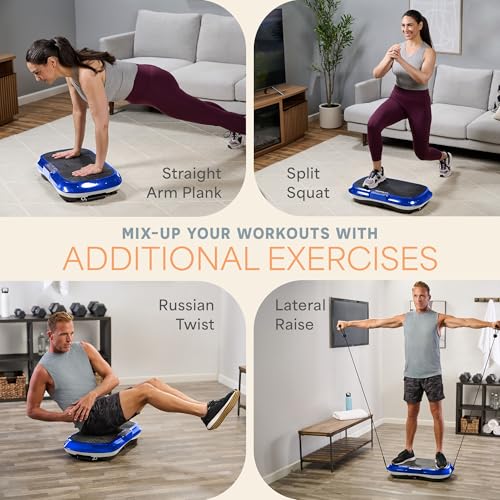 Lifepro Waver Vibration Plate Exercise Machine with 99 Speeds & 10 Presets | Resistance Bands, Non-Slip Surface, 330 lbs Capacity — Vibration Plate for Lymphatic Drainage, Body Toning, Full-Body Workout - color: Blue