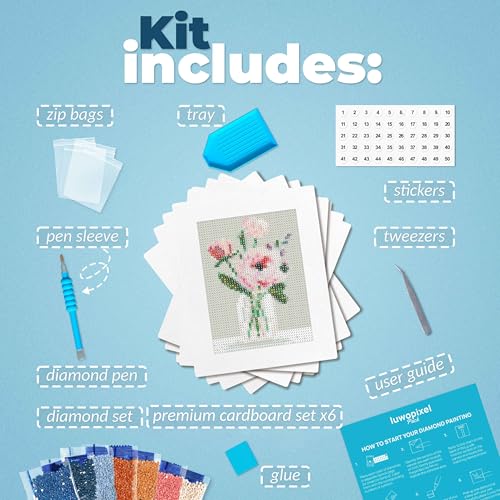 LuwoArte 6 Pack Diamond Painting Kits for Adults – Flower-Themed Diamond Art Kits – Full Drill DIY Paint Gem Art for Adults – Brilliant 5D Diamond Painting Kit – Relaxing Craft for Home Wall Décor - color: Flower Symphony