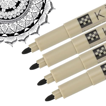 PATIKIL Micro Pen Fineliner Pens, 4Pcs 1mm Medium Point Drawing Pens Waterproof for Archival Artist Calligraphy Illustration Journaling Sketch, Black - size: 1mm