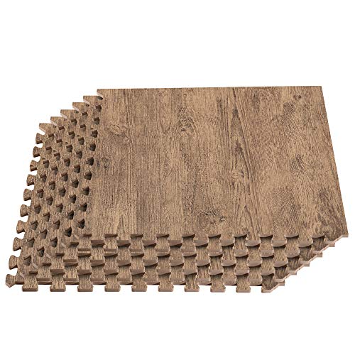 Forest Floor Farmhouse 3/8 Inch Thick Printed Foam Tiles, Premium Wood Grain Interlocking Foam Floor Mats, Anti-Fatigue Flooring – Stylish Flooring Solution - color: Barnwood Brown, style: 100 Square Feet (25 Tiles)