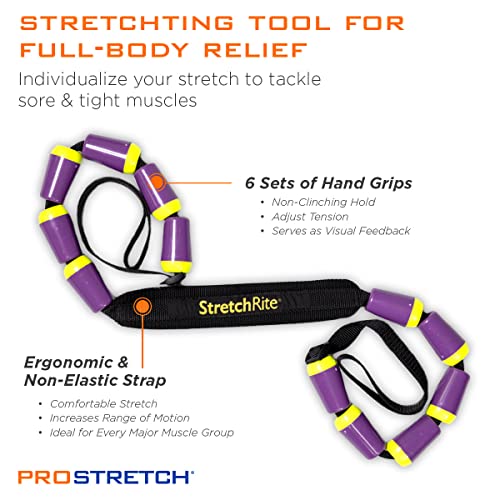 ProStretch StretchRite, Stretching Strap for Sore Muscles, Purple/Yellow - color: Purple/Yellow