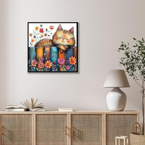 TCDZMYGS Cat Paint by Numbers Kit for Adults Beginner,Flowers Adult Paint by Number Kits on Canvas with Frame,DIY Acrylic Oil Painting by Numbers Kits for Home Wall Decor 10x10 inch - color: paint by number-cat-1203
