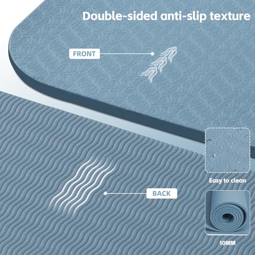 Large 76"x40"x0.4" Yoga Mat - color: Blue Grey