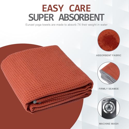 Eunzel Non Slip Hot Yoga Mat Towel with Grip Dots, 72" x 24" - color: Sedona Red, size: 72" x 24"