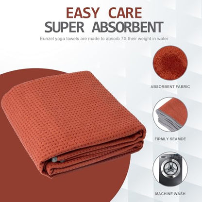 Eunzel Non Slip Hot Yoga Mat Towel with Grip Dots, 72" x 24" - color: Sedona Red, size: 72" x 24"