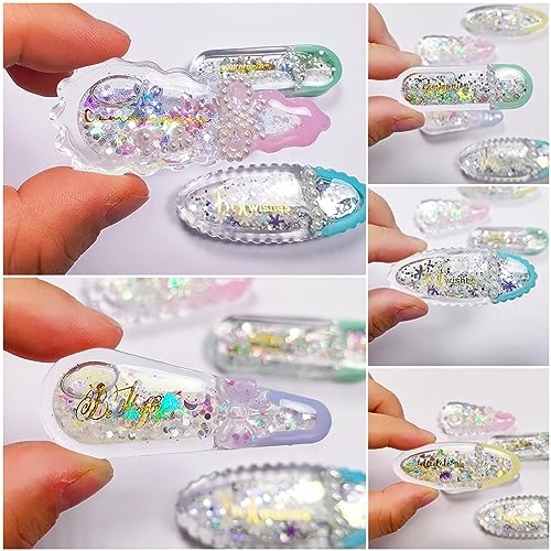 Hair Clips Resin Shaker Molds Set Barrette Pack of 12 Epoxy Silicone Trays Precision Tip Applicator Bottle Kit Bundle - color: Hair Clips Craft Pack of 12